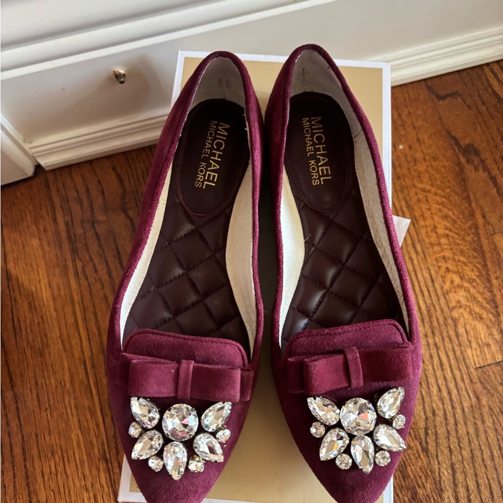 Michael Kors Felicity Burgundy Embellished Flats